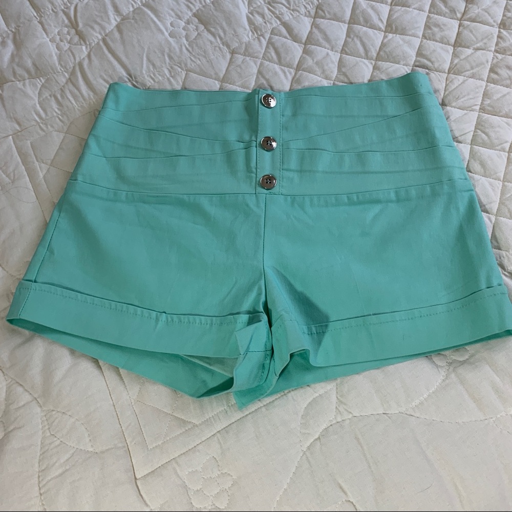 VALIA High Waist Aqua Turquoise SHORTS Size 11